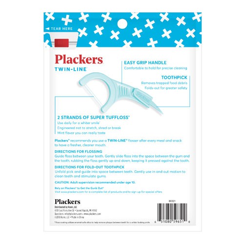 Tăm chỉ nha khoa Plackers Twin-Line Cool Mint, 75 cây