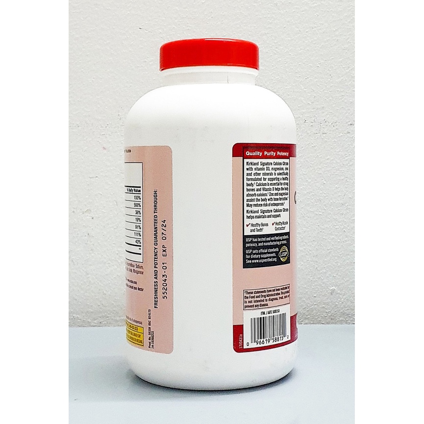 Viên uống Kirkland Calcium Citrate Magnesium and Zinc chai 500 viên từ Mỹ, chắc xương