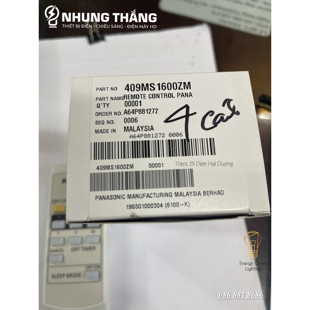 Điều Khiển Từ Xa Sử Dụng Cho Quạt Trần 4 Cánh Panasonic - Made In Malaysia - Hàng Chính Hãng