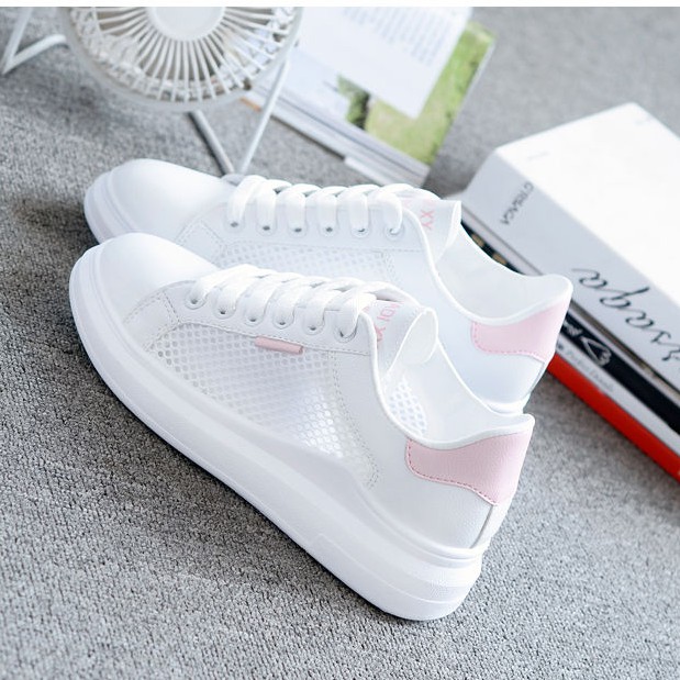 Giày Sneakers Thể Thao Phối Lưới Thoáng Khí Năng Động Phong Cách Đơn Giản