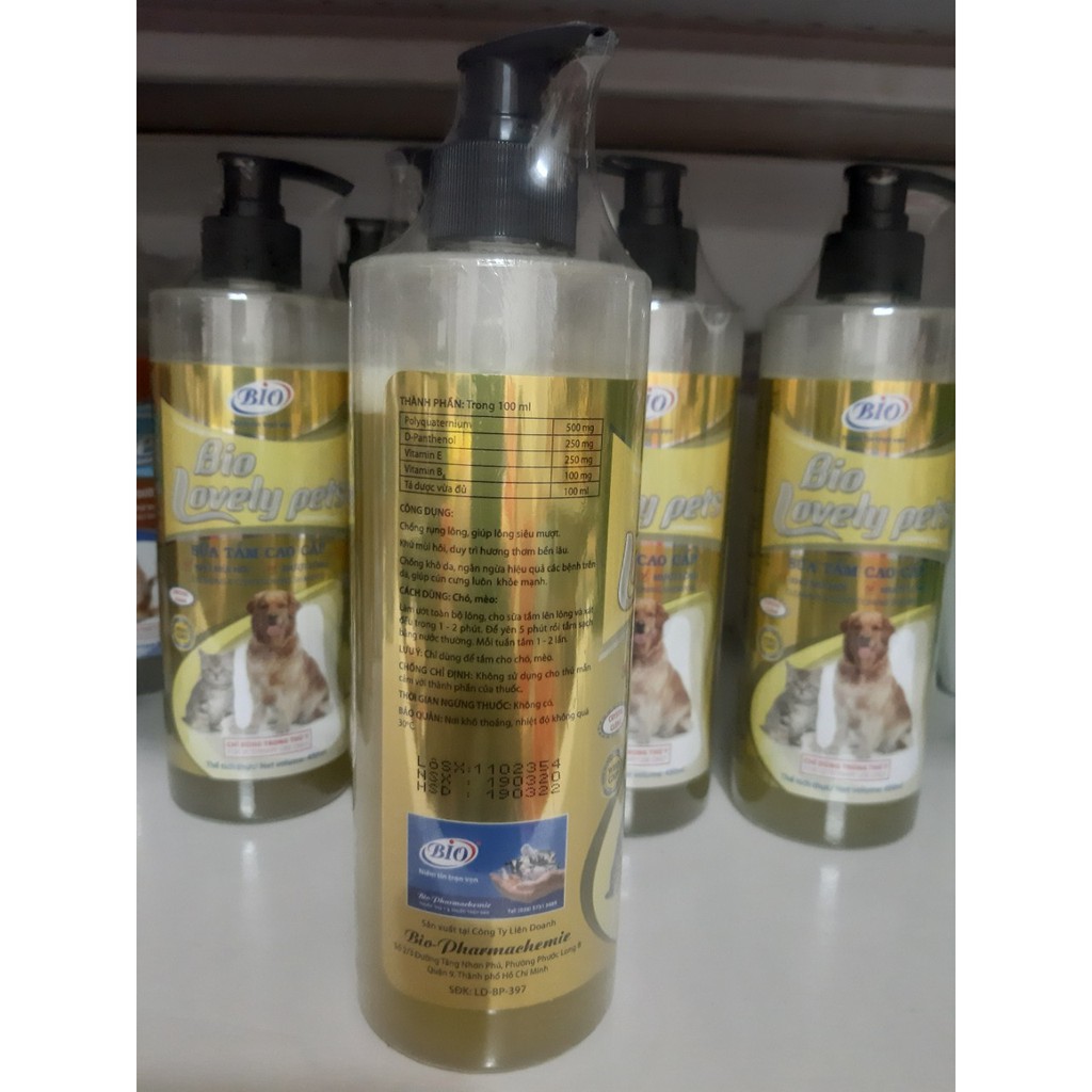 SỮA TĂM CHÓ MÈO Bio Lovely Pets mượt lông khử mùi hôi Chai 450ml Xuất xứ Việt Nam