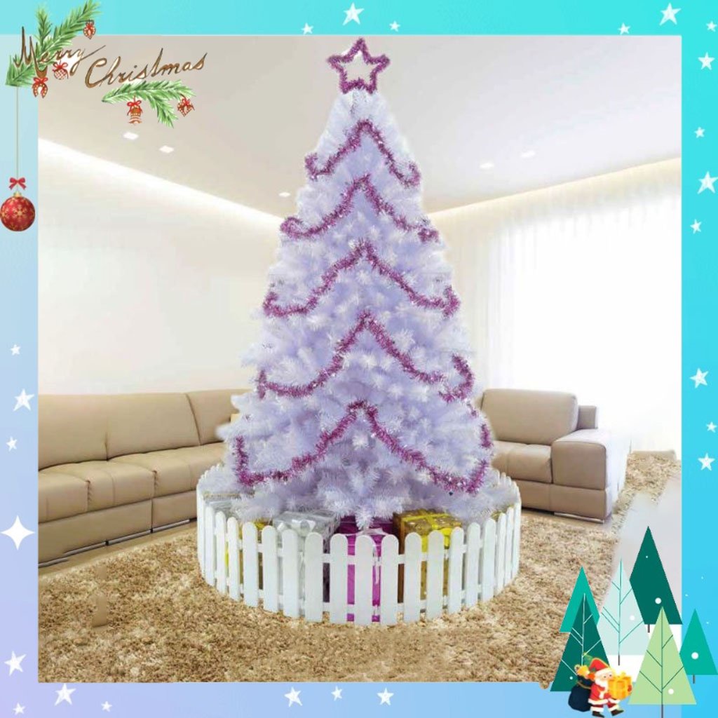 Cây thông noel 1m8 màu trắng trong - cây thông noel A7 tặng ngôi sao đỉnh và dây kim tuyến trang trí giáng sinh