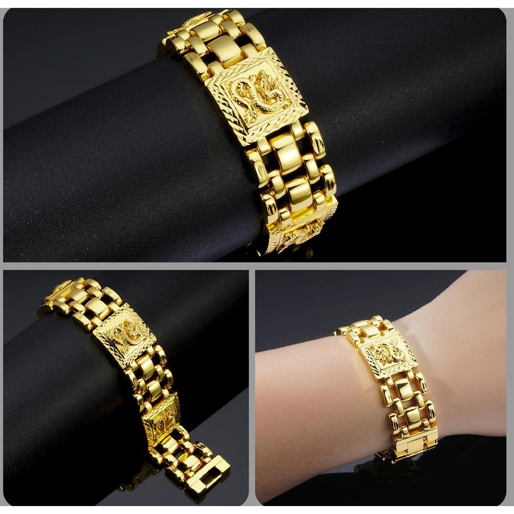 Lắc Tay Nam Mạ Vàng 18K Chạm Dragon Mẫu 02 10217.03 - Đi Chơi, Dự Tiệc Rất Ngầu - Bao Đổi Tra Trong Vòng 07 Ngày