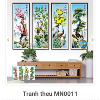Tranh thêu 3d tứ quý tùng cúc trúc mai (136×90) cm