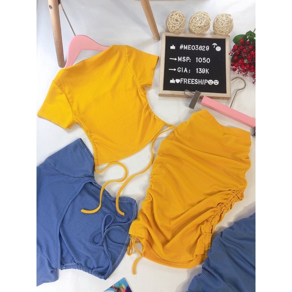[Chuyên Sỉ] Set váy cột lưng dây rút chất thun tăm, chất vải co dãn mềm mịn, form sang và tôn dáng ngút ngàn.