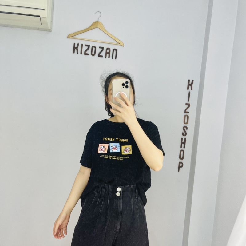 0204.ÁO PHÔNG ÁO THUN/ÁO PHÔNG NỮ/ÁO THUN NỮ ÁO COTTON HÌNH 3 CHÚ BÒ TAY NGẮN PHOM RỘNG