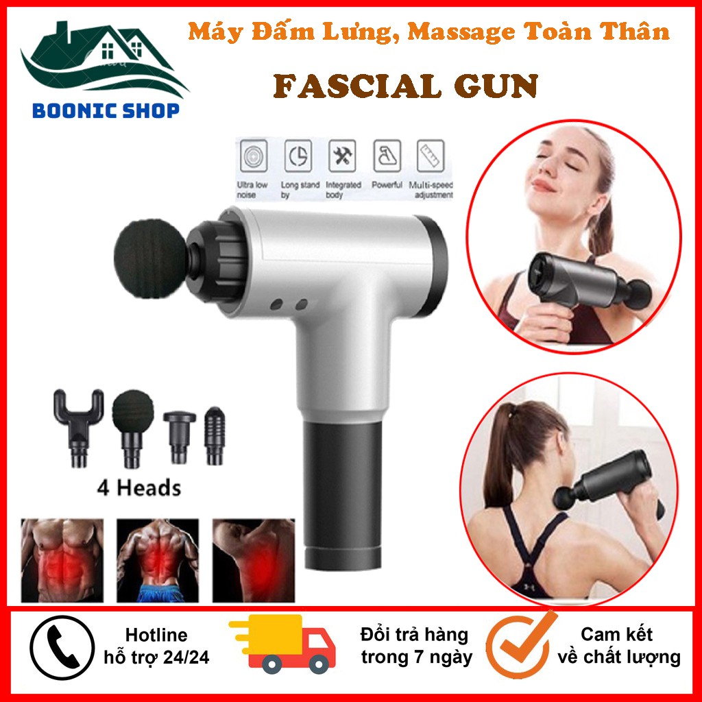 Máy Massage Toàn Thân Fascial Gun, Súng Massage Cơ Thể 4 Đầu 6 Cấp Độ Giảm Đau Mỏi Nhức Cơ Ở Người Già