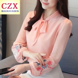 Sơmi voan lụa tay thêu tỉ mỉ