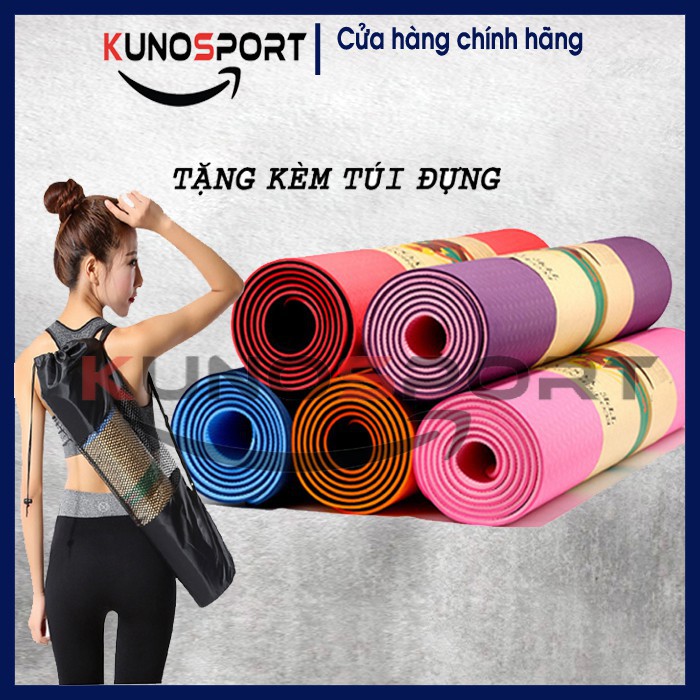 Thảm tập gym yoga KUNOSPORT chất liệu TPE 6MM mẫu chọn lọc I Có Tặng kèm túi đựng KN31