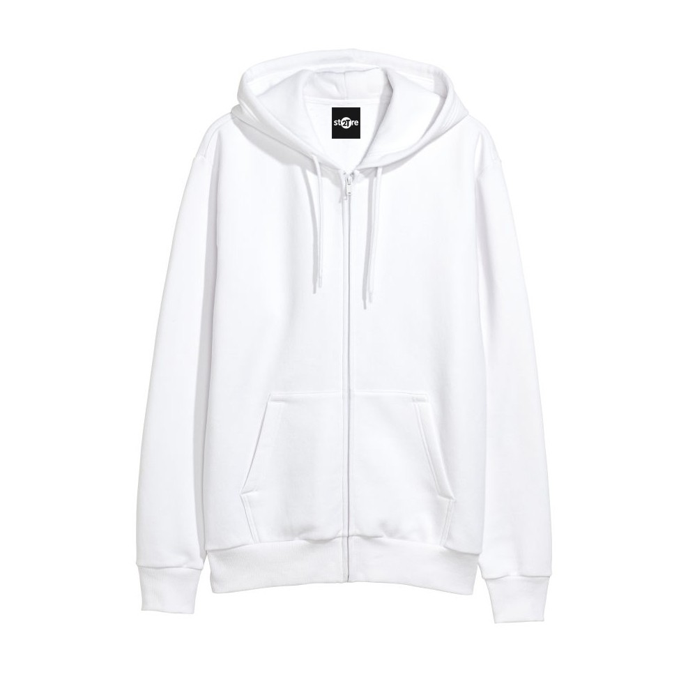 (Hàng chuẩn đẹp) Hoodie dây kéo màu trắng - áo hoodie zipper ulzzang unisex form rộng dễ thương