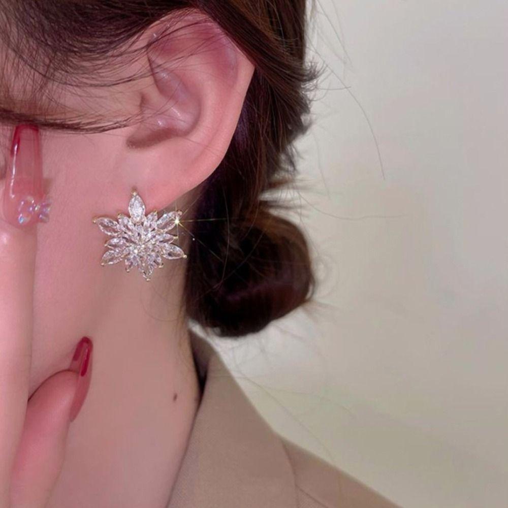 MXGOODS Bông Tai Hình Hoa Tuyết Sang Trọng Cho Nữ