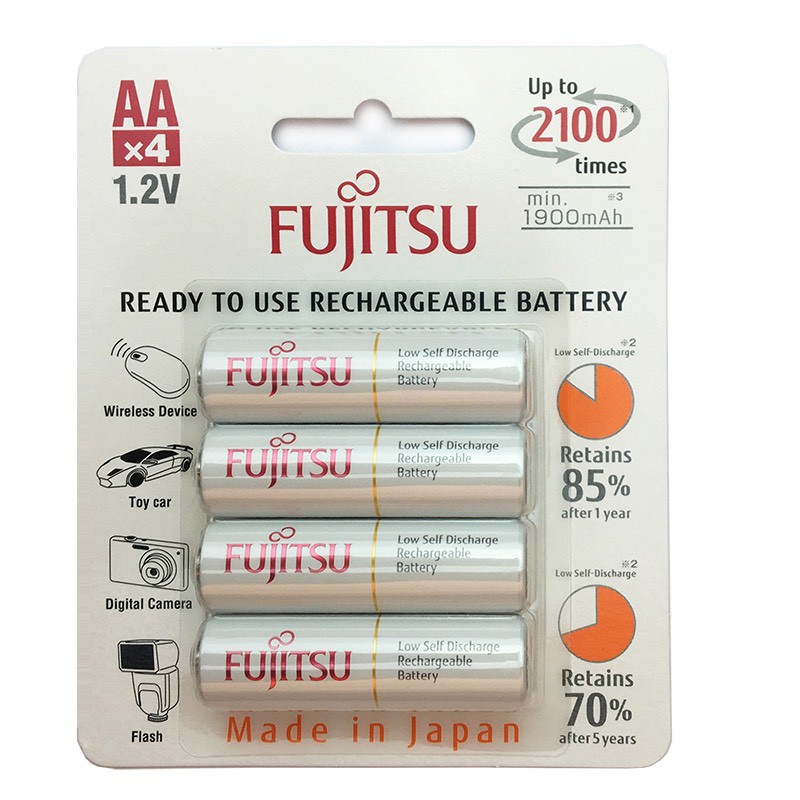 Pin sạc AA Fujitsu 1900mAh vỉ 4 Viên Made in JAPAN , Dùng cho máy ảnh , Đèn Flast, các thiết bị chuyên dụng dùng pin AA