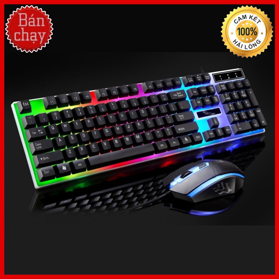 Bộ Bàn Phím Giả Cơ và Chuột Chuyên Game Led 7 Màu (Màu Đen)