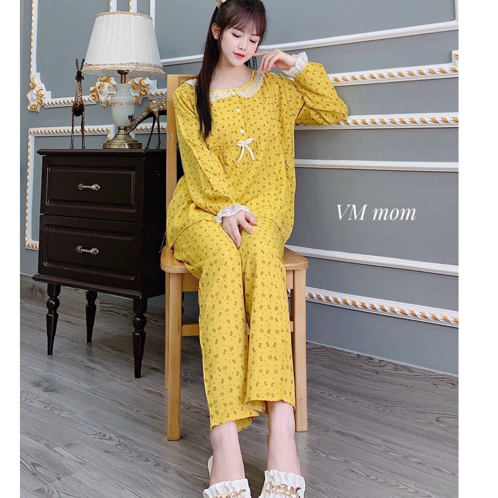 Bộ bầu và sau sinh DÀI TAY Xuân Hè cho con bú, chất kate thái, cho bà bầu mặc nhà