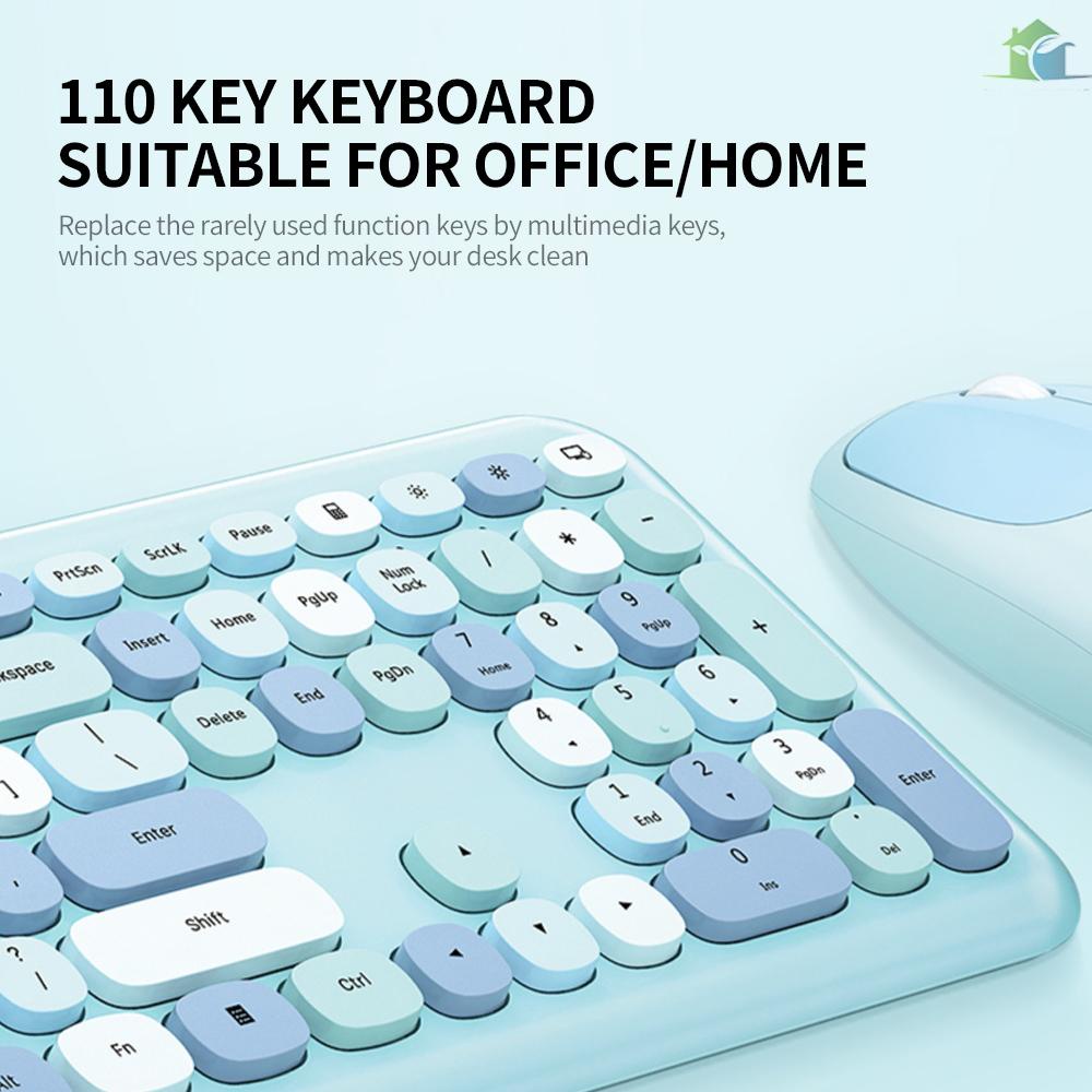 Mới Bộ Bàn Phím + Chuột Không Dây Mofii 666 2.4g 110 Phím Hình Tròn Màu Xanh Dương