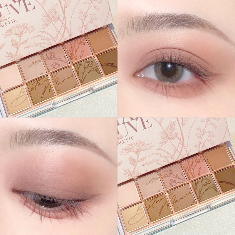 Bảng Phấn Mắt 10 Màu Sắc Hiệu Ứng Lì/ Ánh Nhũ Chống Nước Bền Màu Dài Lâu
