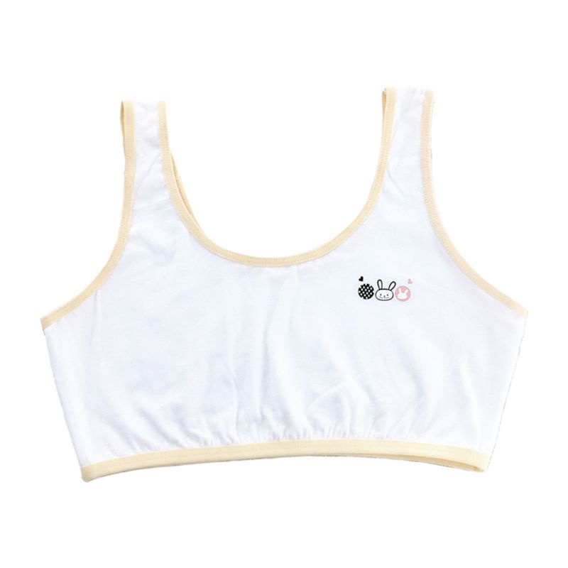 Áo Ngực Một Lớp Không Đệm Họa Tiết Thỏ Hoạt Hình Màu Sắc Tương Phản Dành Cho Nữ Sinh Tuổi Dậy Thì