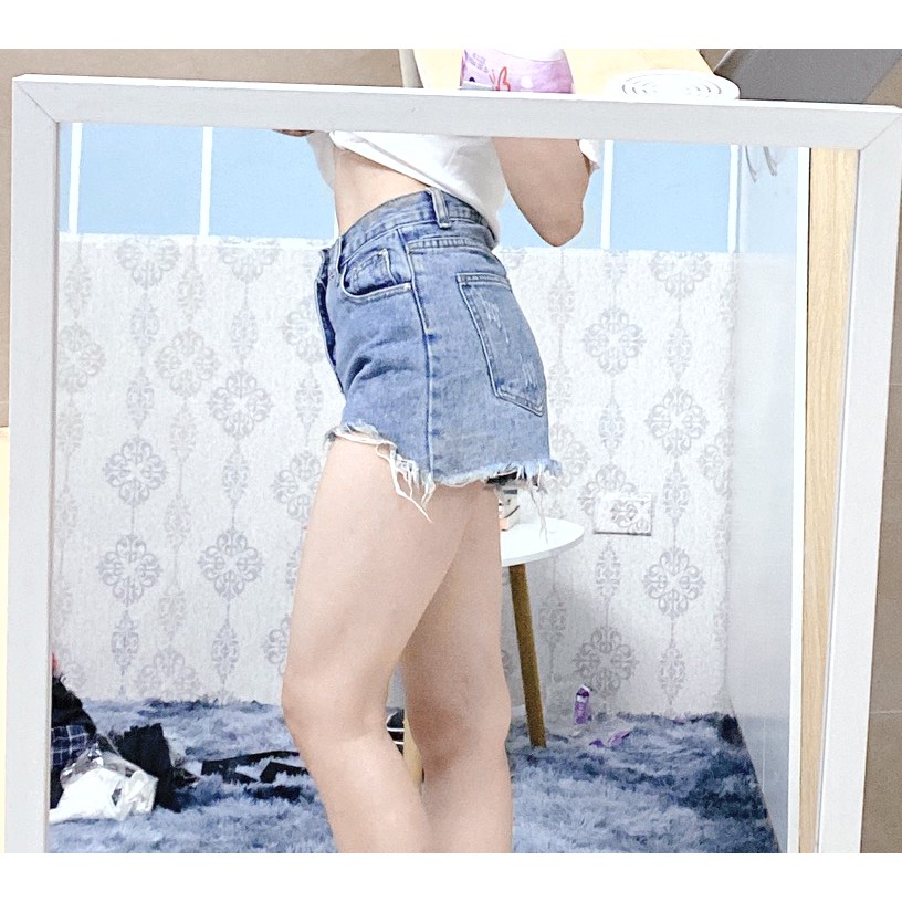 [Mã ST23 giảm 10K đơn 0K]Quần Shorts Jean Nữ Trơn Lưng Cao+ Áo phông các loại
