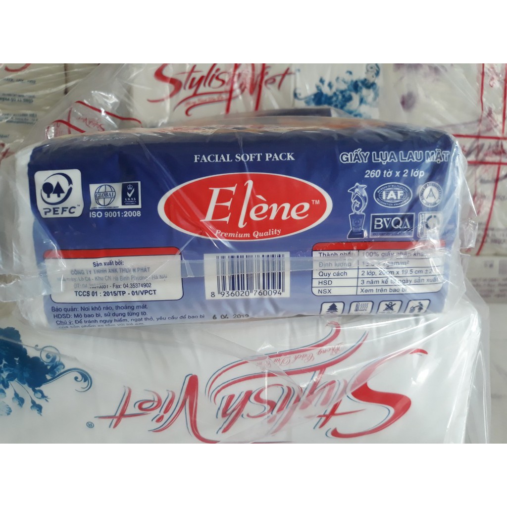 [Mã 267FMCGSALE giảm 8% đơn 500K] Giấy lụa elene 260 tờ x 2 lớp