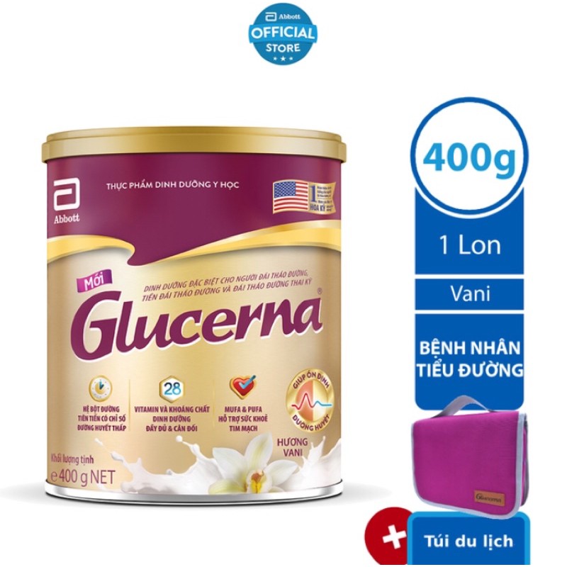 Glucerna Vani 400g tặng túi du lịch sức khỏe