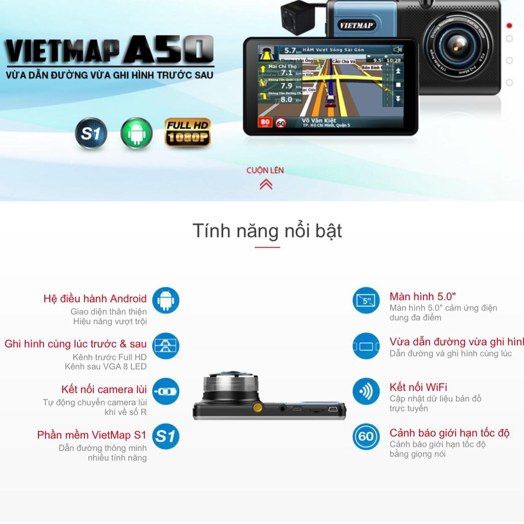Camera hành trình VIETMAP A50 cho ô tô, xe hơi- tặng thẻ nhớ 32GB- BH 12 tháng | BigBuy360 - bigbuy360.vn