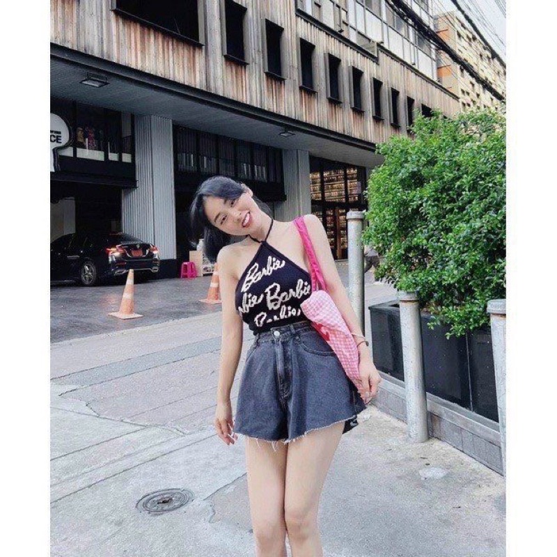 Áo yếm in chữ barbie