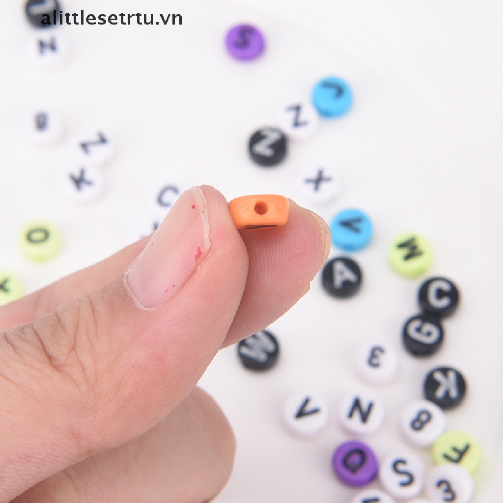 Set 200 Hạt Xâu Chuỗi Khắc Chữ Cái Dùng Để Làm Trang Sức DIY