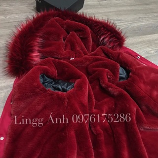 Áo khoác parka lông đỏ