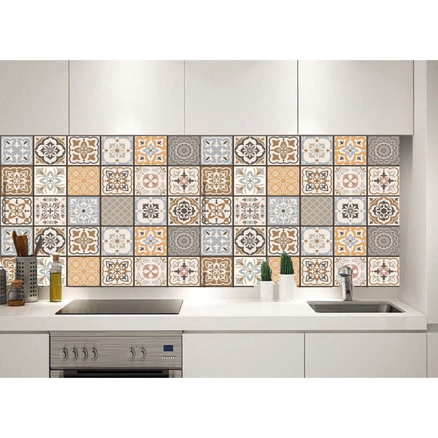 Decal gạch bông cổ điển dán bếp - Decal dán nhà tắm - Khổ 200x60cm - HN Decor