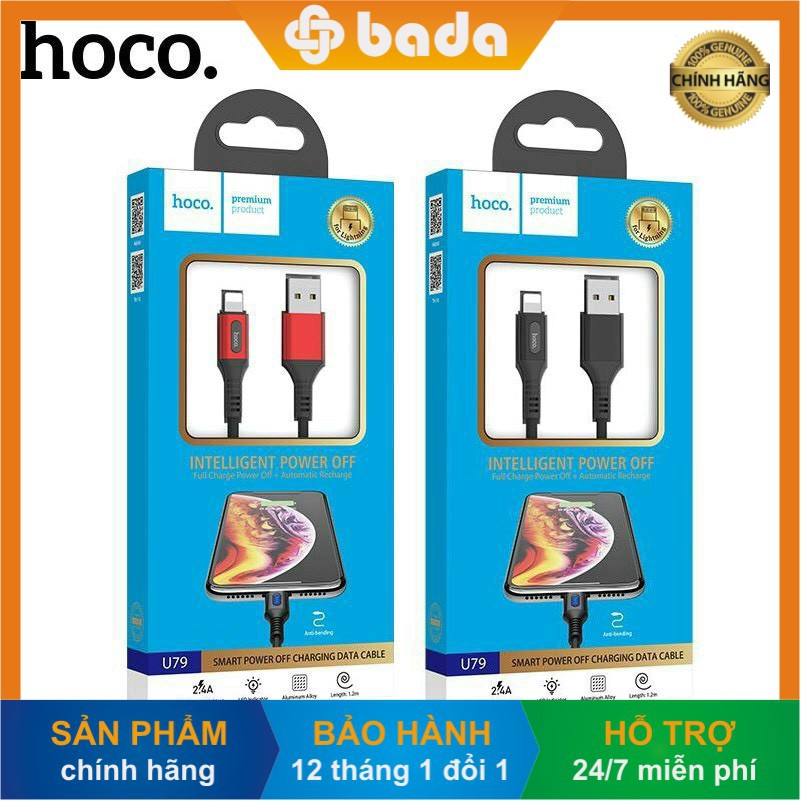 [Bada Shops] Cáp sạc nhanh thông minh HOCO U79 tự ngắt khi sạc đầy, dây bện dù siêu bền, chân Lightning iPhone, iPad