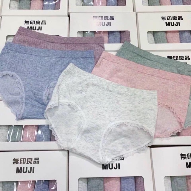 Quần Lót Muji Coton Hộp 5 Chiếc Viền Ren Cao Cấp Xuất Nhật - 023QL47