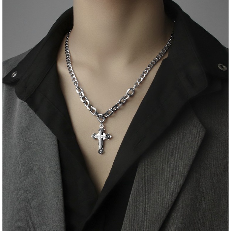 Vòng cổ Mặt Thánh Giá Đính Đá Phong Cách hip hop