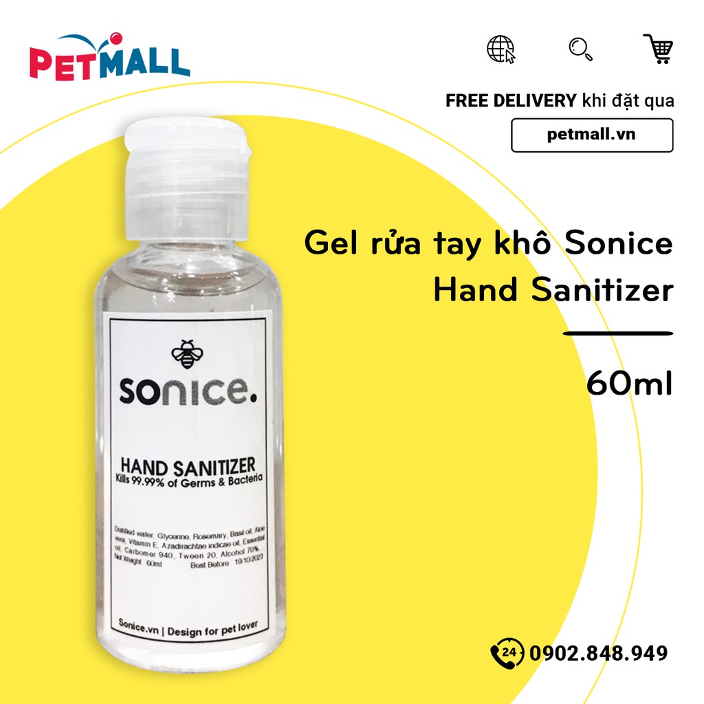 Gel rửa tay khô sonice hand sanitizer 60ml - ảnh sản phẩm 1