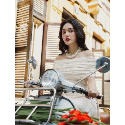 [Aimee Clothing] Áo dài ren trễ vai tiểu thư, cá tính siêu tôn dáng - Áo dài Tết thiết kế chất liệu ren cao cấp