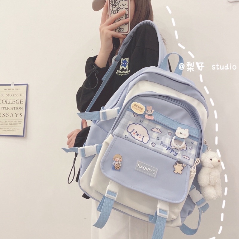 Balo HIYO nhiều ngăn dáng hộp tặng sticker