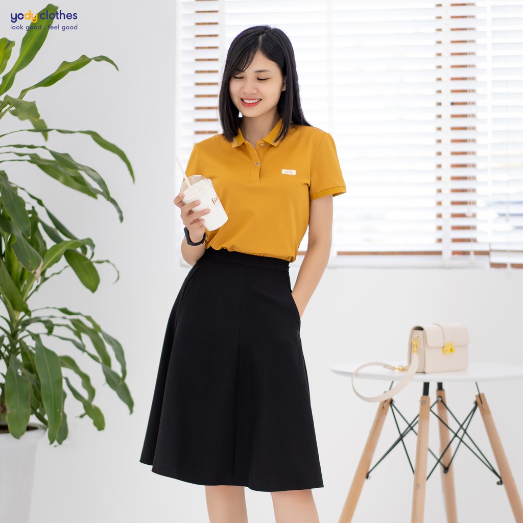Chân váy xòe nữ YODY công sở dáng dài 6 mảnh có túi vải tuýt si cao cấp CVN4182 | BigBuy360 - bigbuy360.vn