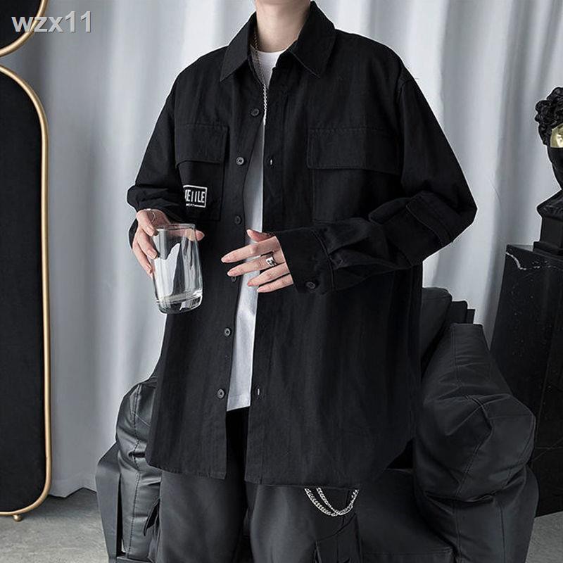 Ruffian đẹp trai áo sơ mi dài tay khoác nam công cụ quần mùa xuân và hè thu phiên bản Hàn Quốc của xu hướng đen