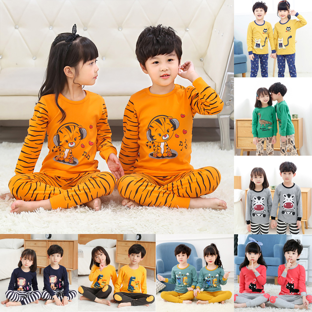 Children Cotton Pajama Set Long Sleeve Cartoon Cute Boys Underwear