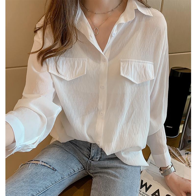 Women's top 2021 new Korean loose white shirt women's design sense niche top medium length T-shirt fashion