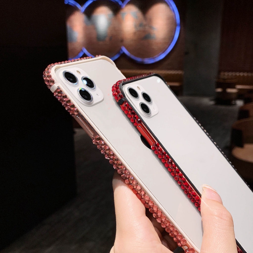 Ốp điện thoại kim loại đính đá màu vàng lấp lánh cho iPhone 6 7 8 Plus X XR XS MAX 11 PRO