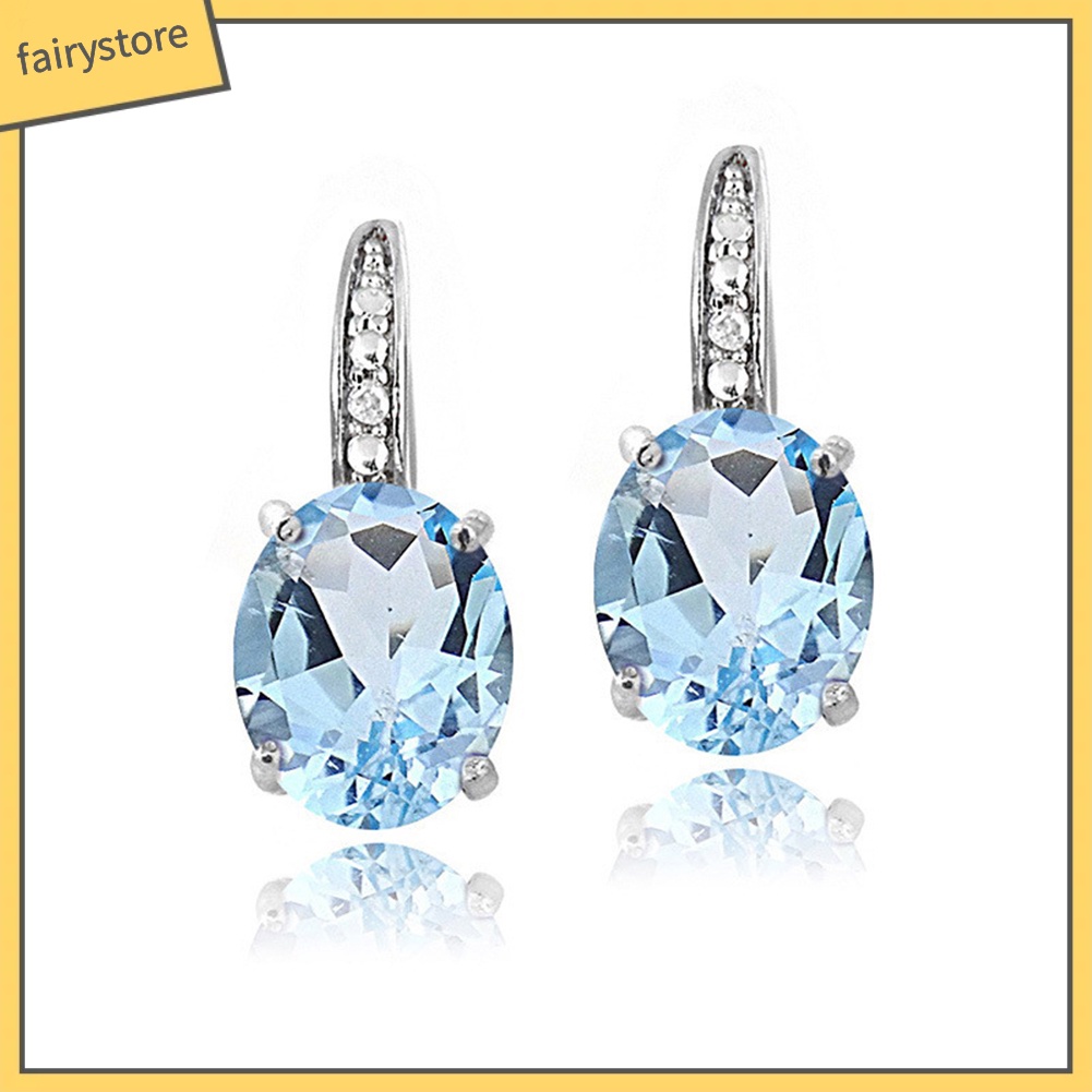 Khuyên Tai Đính Đá Hình Oval Thời Trang Thanh Lịch Dành Cho Nữ