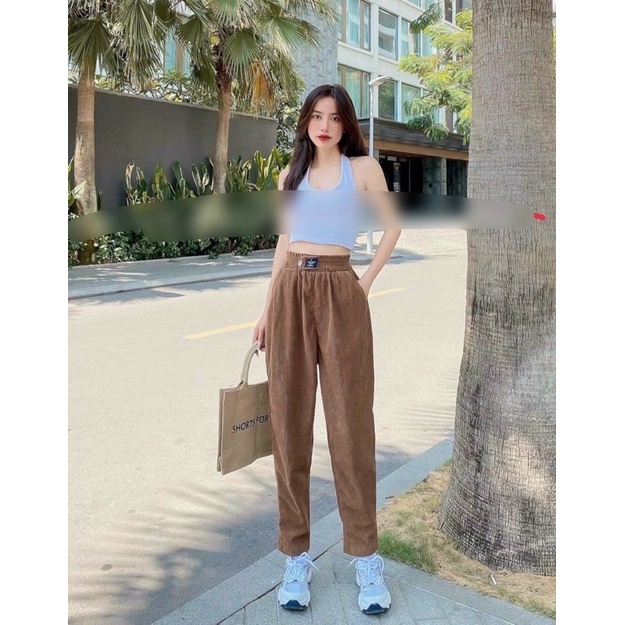 (3 SIZE 42-65KG) QUẦN BAGGY NHUNG TĂM MỊN MÁT THỜI TRANG PHÙ HỢP ĐI HỌC, ĐI LÀM, ĐI CHƠI