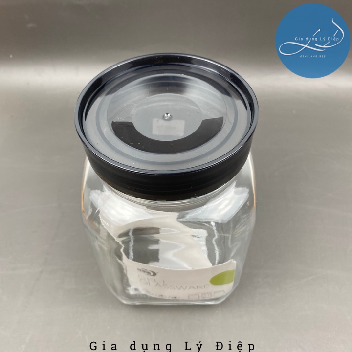 Hũ thuỷ tinh deli nắp nhựa vuông dung tích 1200ml