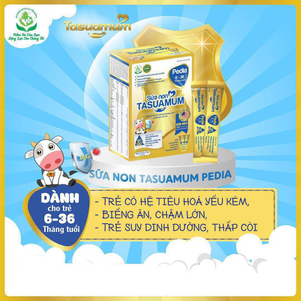  CHÍNH HÃNG ] Sữa Non Tasuamum Pedia tháng hộp 24 gói x 18gr (432gr)