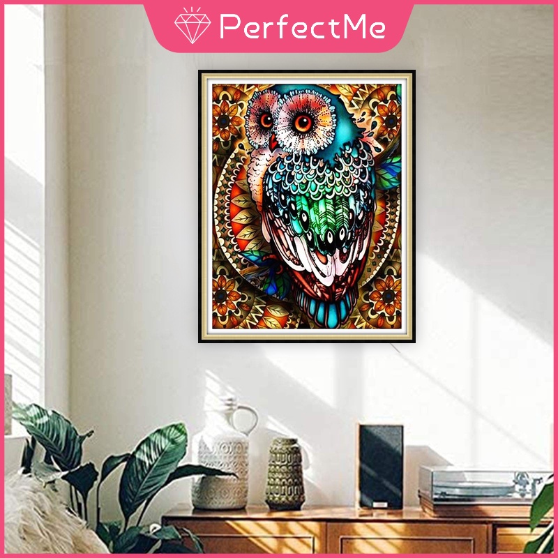 Bộ Tranh Đính Đá 5D Tự Làm Hình Chim Cú 40X50CM