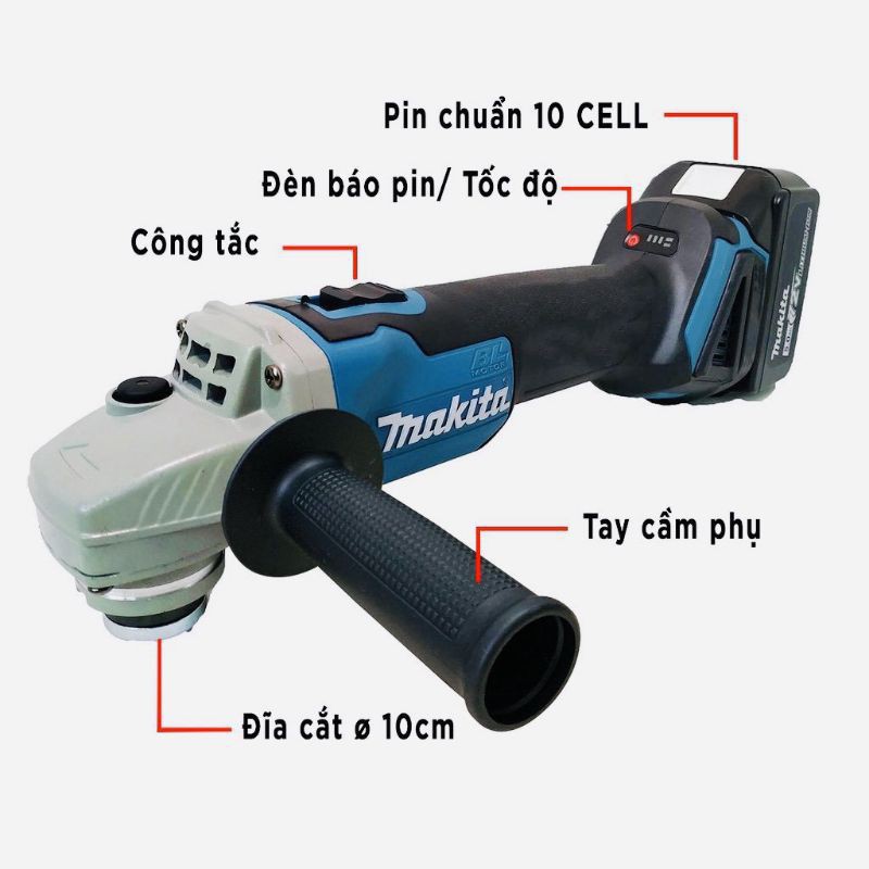 Máy mài cầm tay Makita 118v dùng 2pin không chổi than  chuyên dùng để mài góc, cắt sắt, cắt gỗ, cắt gạch