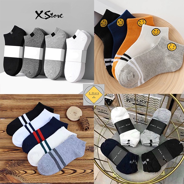 Tất nam, vớ nam cổ ngắn Zara men ZATA  4 Màu Đen, Trắng, Xám, Xanh Đen  - X.Store - HÀNG CÓ SẴN SP001020