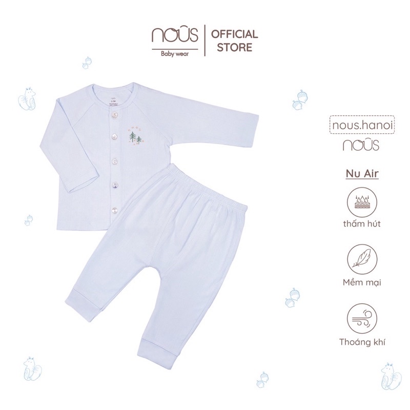 NOUS chính hãng - Bộ dài tay cài thẳng xanh cho bé