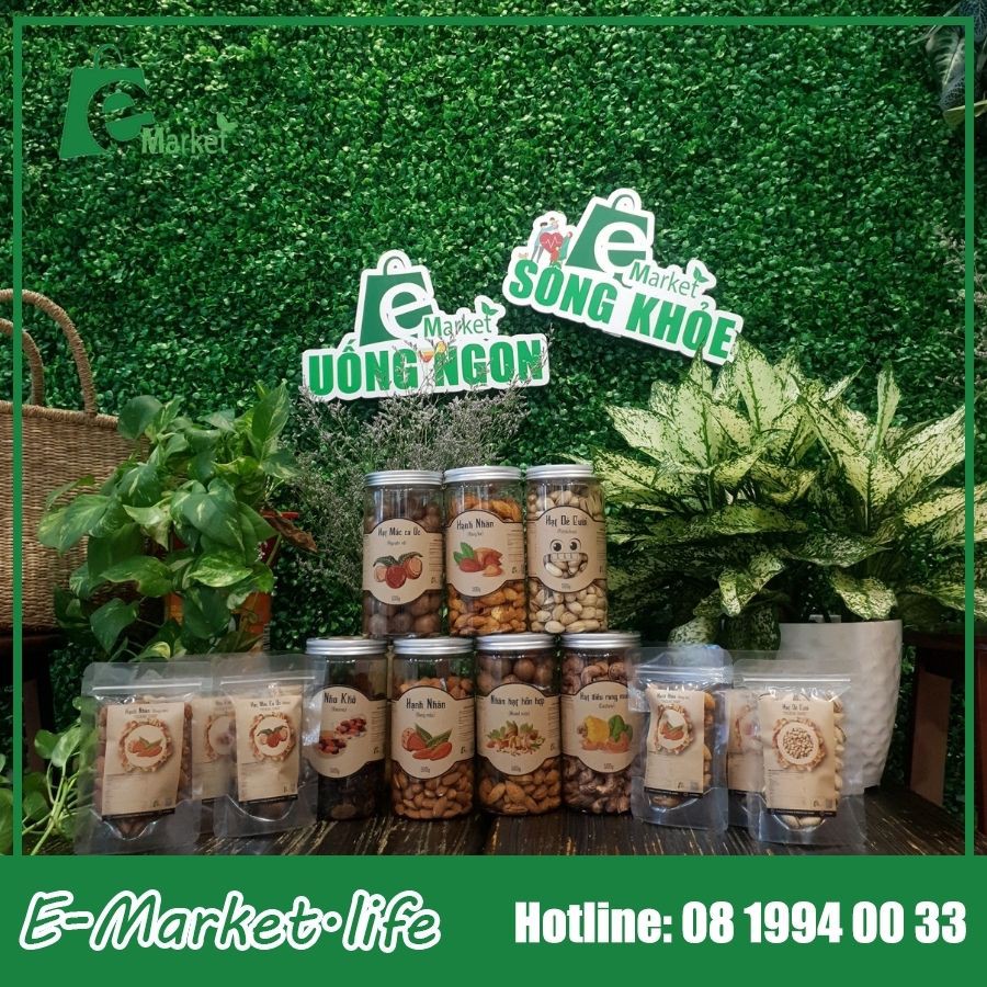 Hạnh nhân chuẩn Mỹ rang mộc (vị tự nhiên) l Hạnh Nhân E-Market Hạt mẩy, chắc, đều, date mới nhất l Mua Hạnh Nhân rang