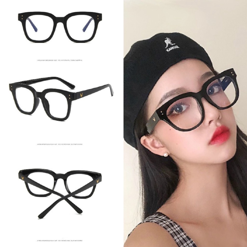 【kifli】Mắt kính gọng kim ​loại màu đen chống ánh sáng xanh phong cách Hàn Quốc cho nam và nữ